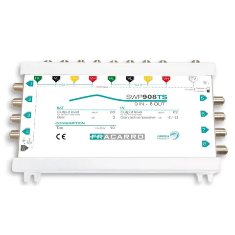 Multiswitch kalimtar 08 dalje (2SAT+TV) SWI908TS – Fracarro FRSWI908TS