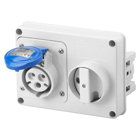 Prizë incaso H ndërbllokim IP44 32A 2P+T (blu) – Gewiss GW66115