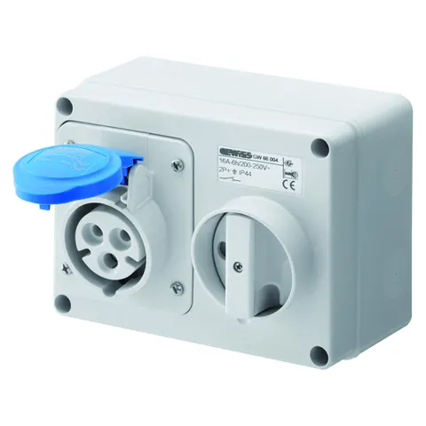 Prizë kuti H ndërbllokim IP44 32A 2P+T (blu) – Gewiss GW66123