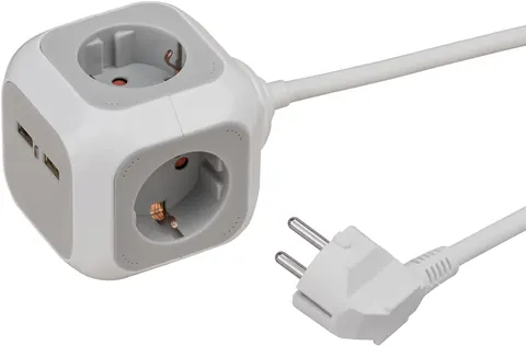 Zgjatues KUB 3 shuko 16A + 2USB 2.1A – Brennenstuhl LC1150100