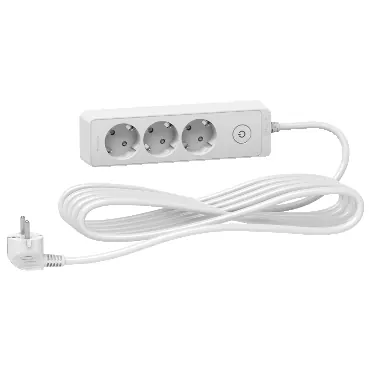 Zgjatues 3 shuko 16A (çelës, kordon 5m) e bardhë – Schneider SHST9435W