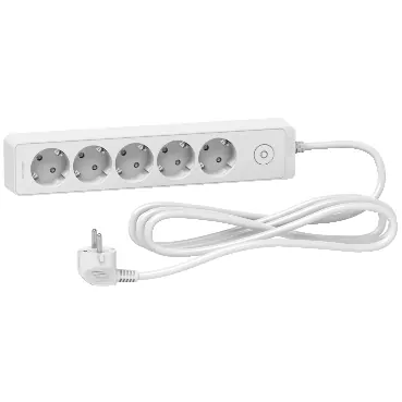 Zgjatues 5 shuko 16A (çelës, kordon 3m) e bardhë – Schneider SHST9453W