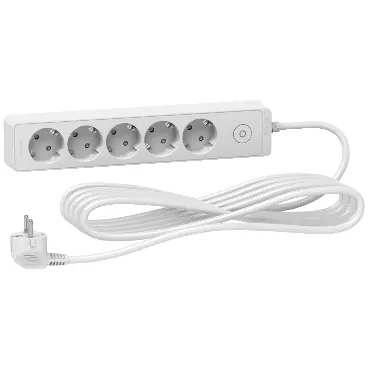 Zgjatues 5 shuko 16A (çelës, kordon 5m) e bardhë – Schneider SHST9455W