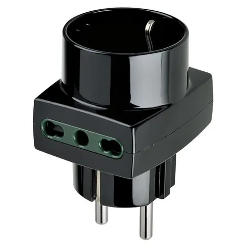 Adapter 16A šuko na 2 bivalent+1 šuko, crni – Vimar